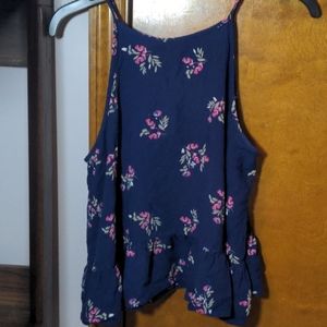 Halter top, blue, floral, M